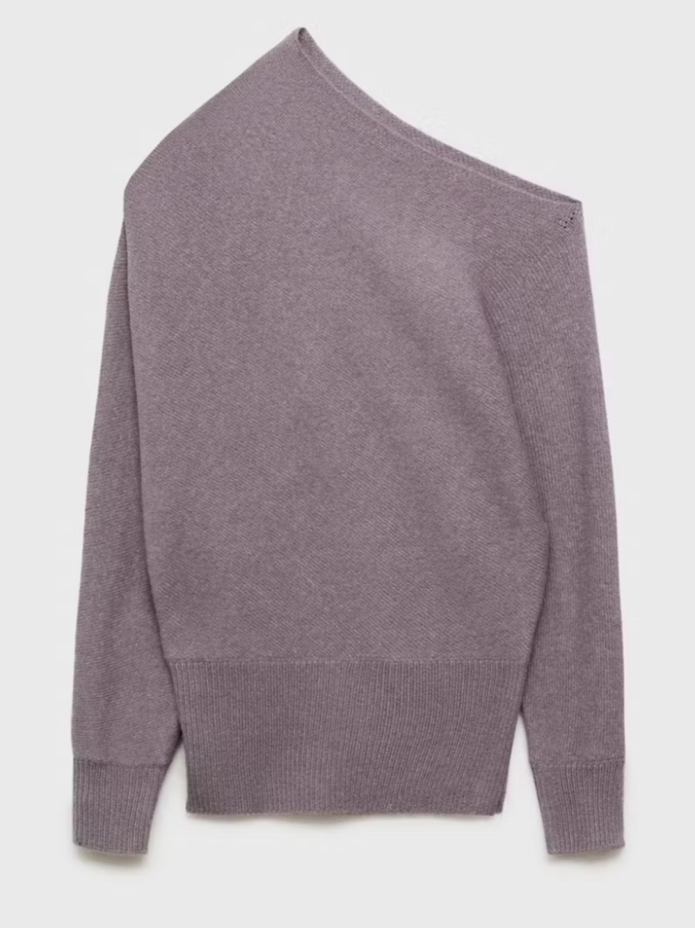 MNG Mango Light Pastel Purple Asymmetrical Wool-Blend Knit Sweater - Sz L, NWOT
